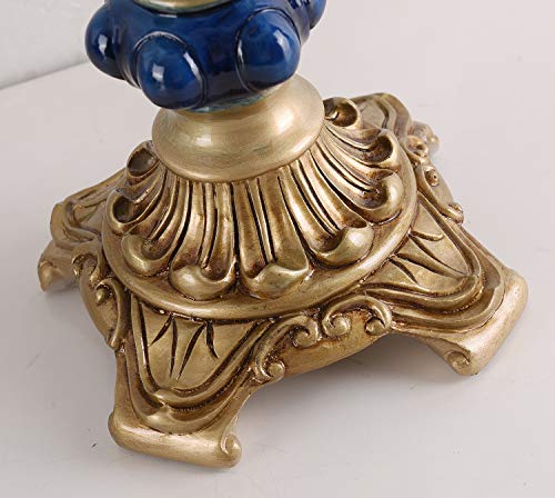 Blue Fabric Lampshade Resin Lamp, 13 in W, 21.6 in H U80122
