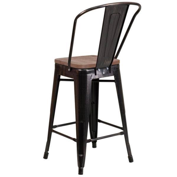 Black-Antique Gold Bar Stool (4-Pack) J26927