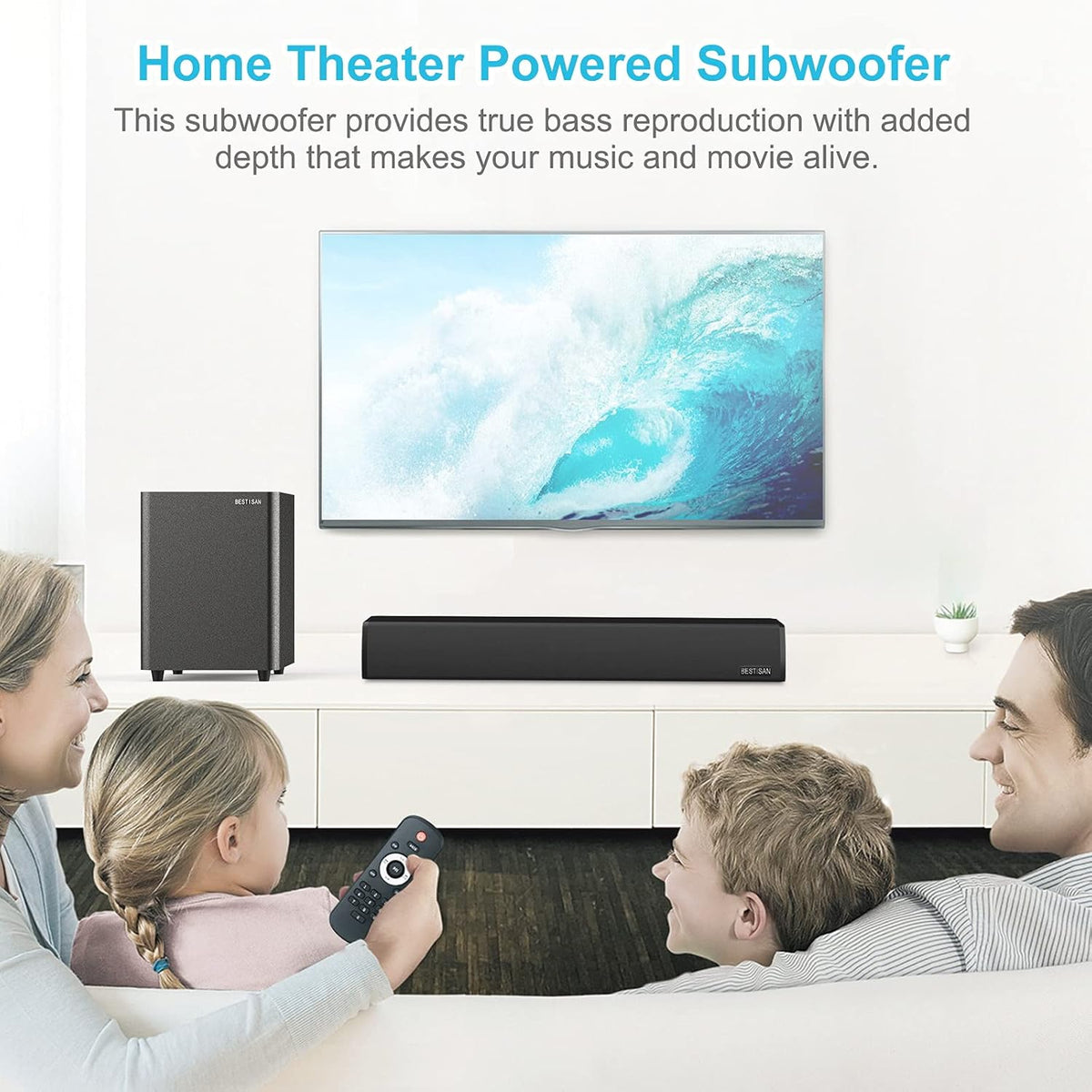 Powered Down Firing Subwoofer with RCA Cable, Black M1525