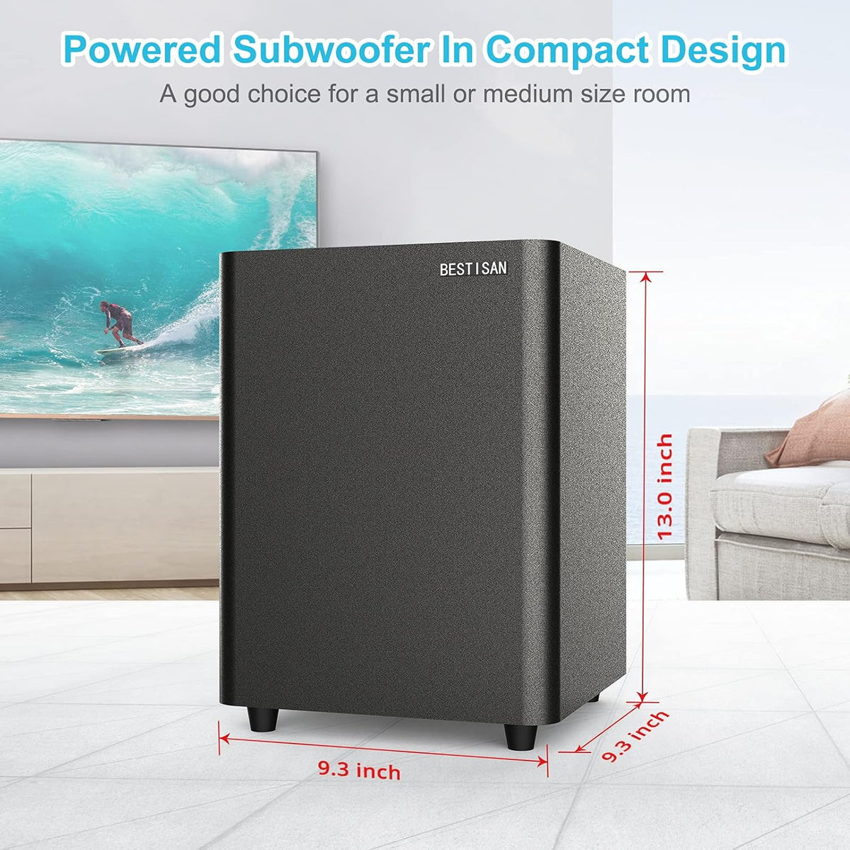 Powered Down Firing Subwoofer with RCA Cable, Black M1525