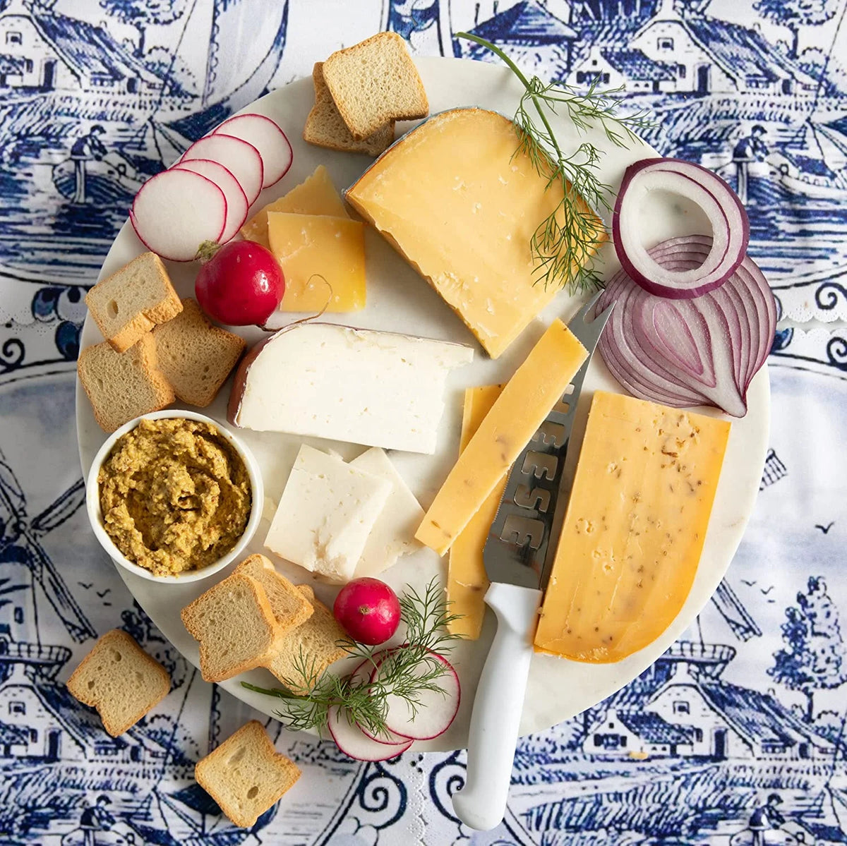 Gourmet Gift Basket with Gouda, Leyden Cheeses, Mustard, Crackers, Tea, Chocolate, and Waffles M5150