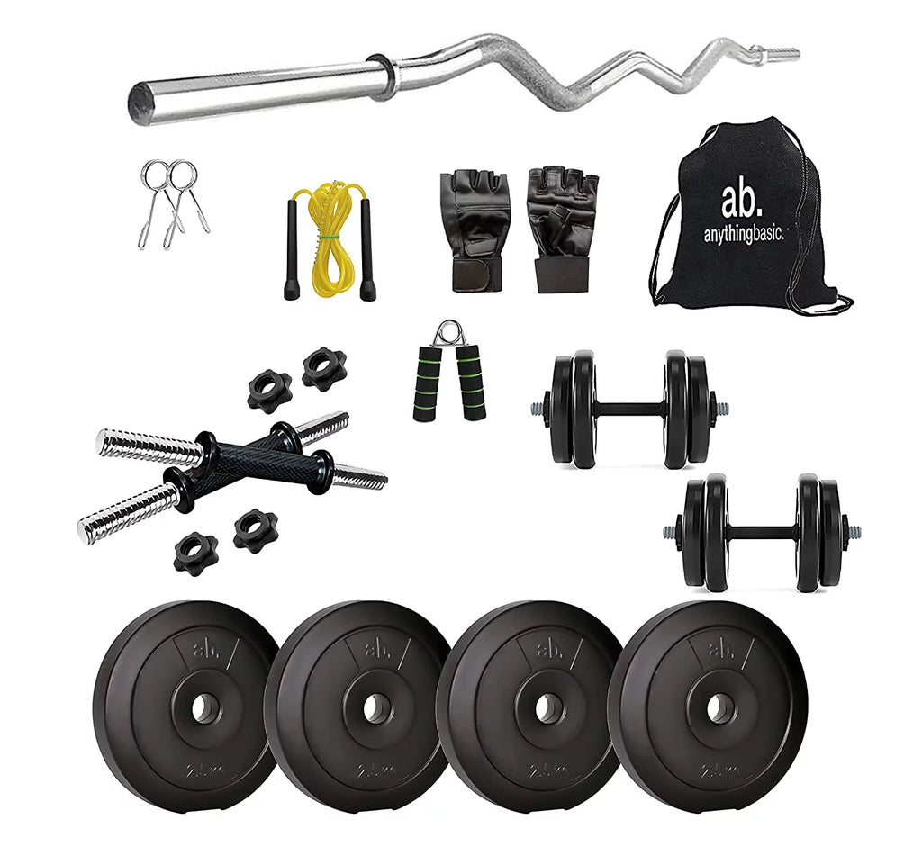 10 Kg PVC Home Gym Set with Curl and Dumbbell Rods A211