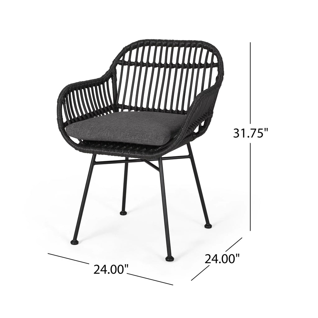 Woven Faux Rattan Chairs with Cushions Set of 2 H901
