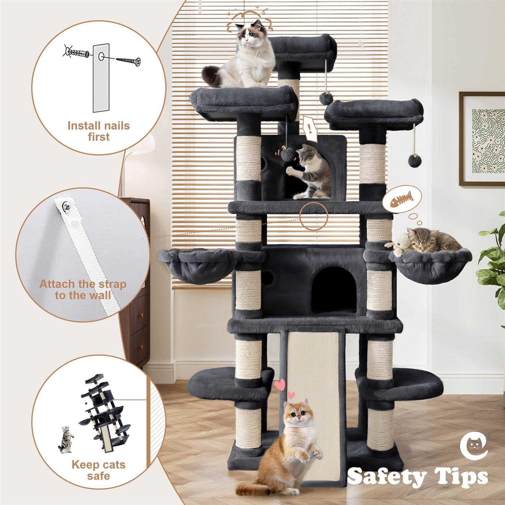 68 Inch Cat Tower with Scratching Posts T1977