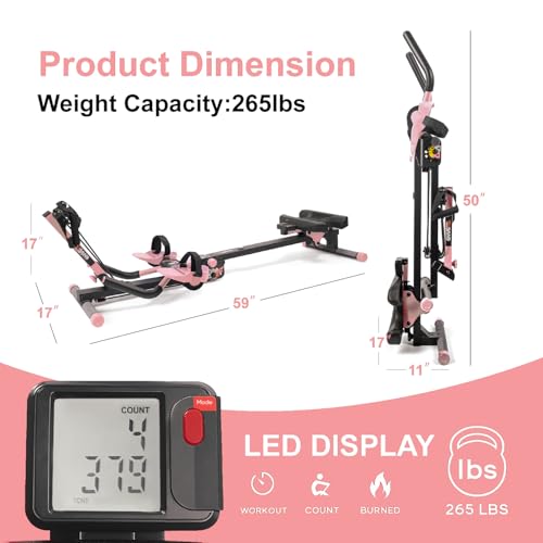 Foldable Rowing Machine with LED Monitor U49342