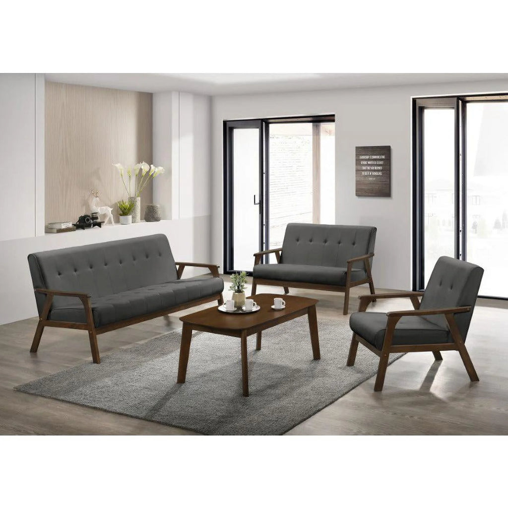 Grey Mid Century Wood 4pc Living Room Set Q200847