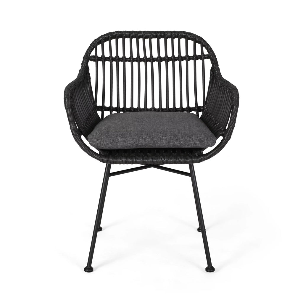 Woven Faux Rattan Chairs with Cushions Set of 2 H901