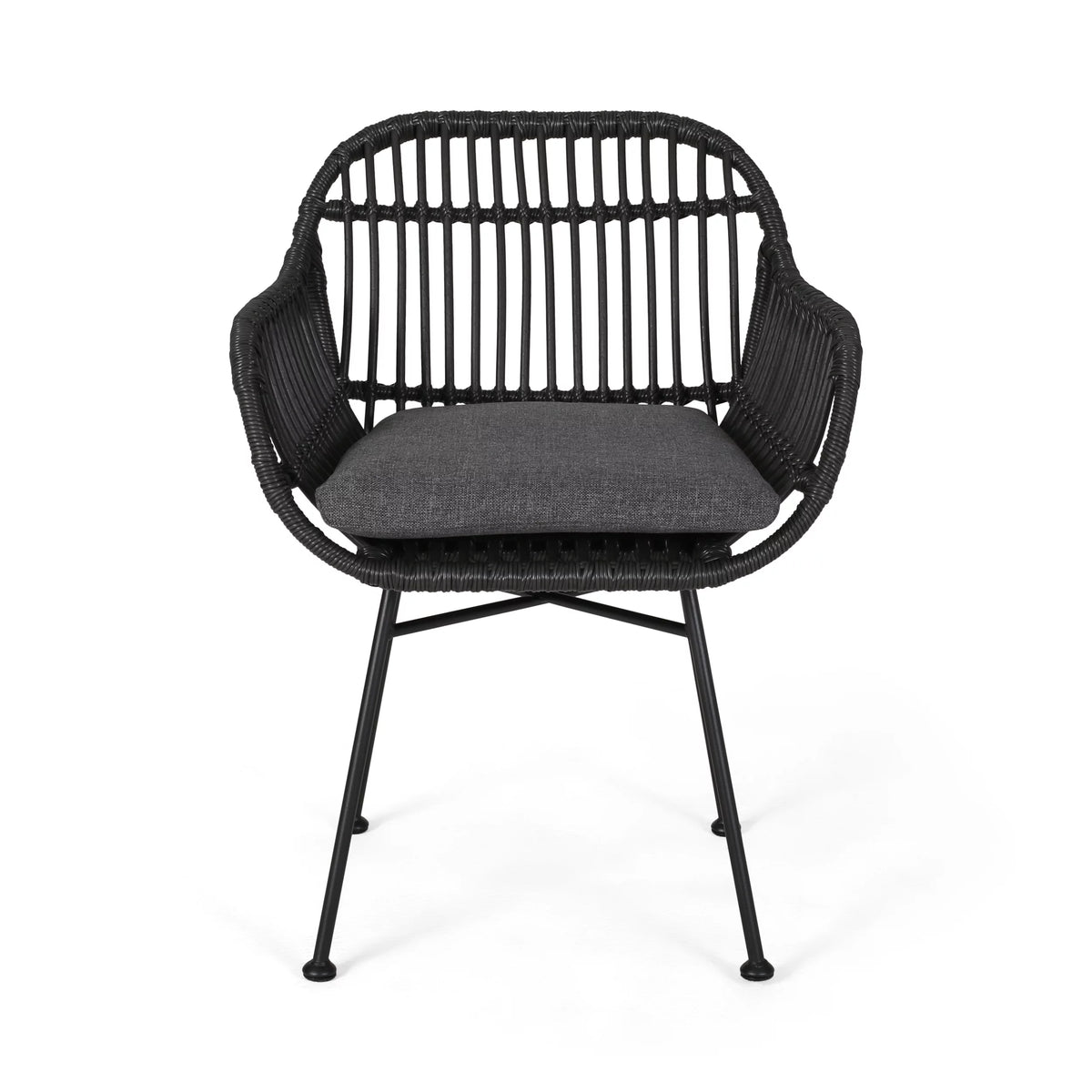 Woven Faux Rattan Chairs with Cushions Set of 2 H901