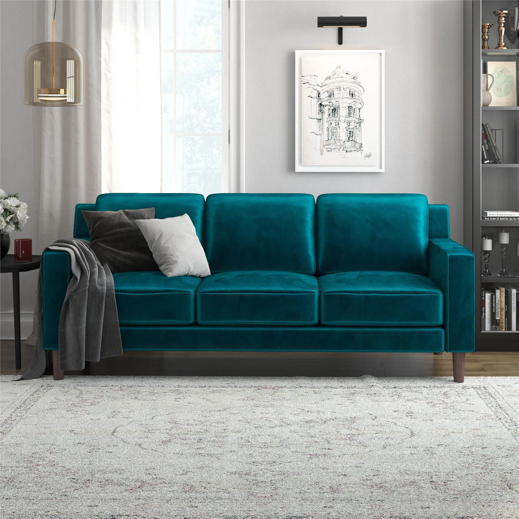 Gray Velvet 3 Seater Sofa V4169