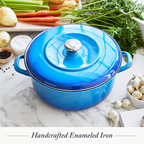 Round 5.3QT Enameled Iron Dutch Oven Pot with Lid J307451