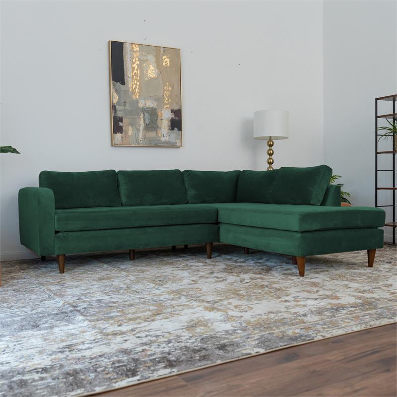 Green Velvet Corner Sectional Sofa H387