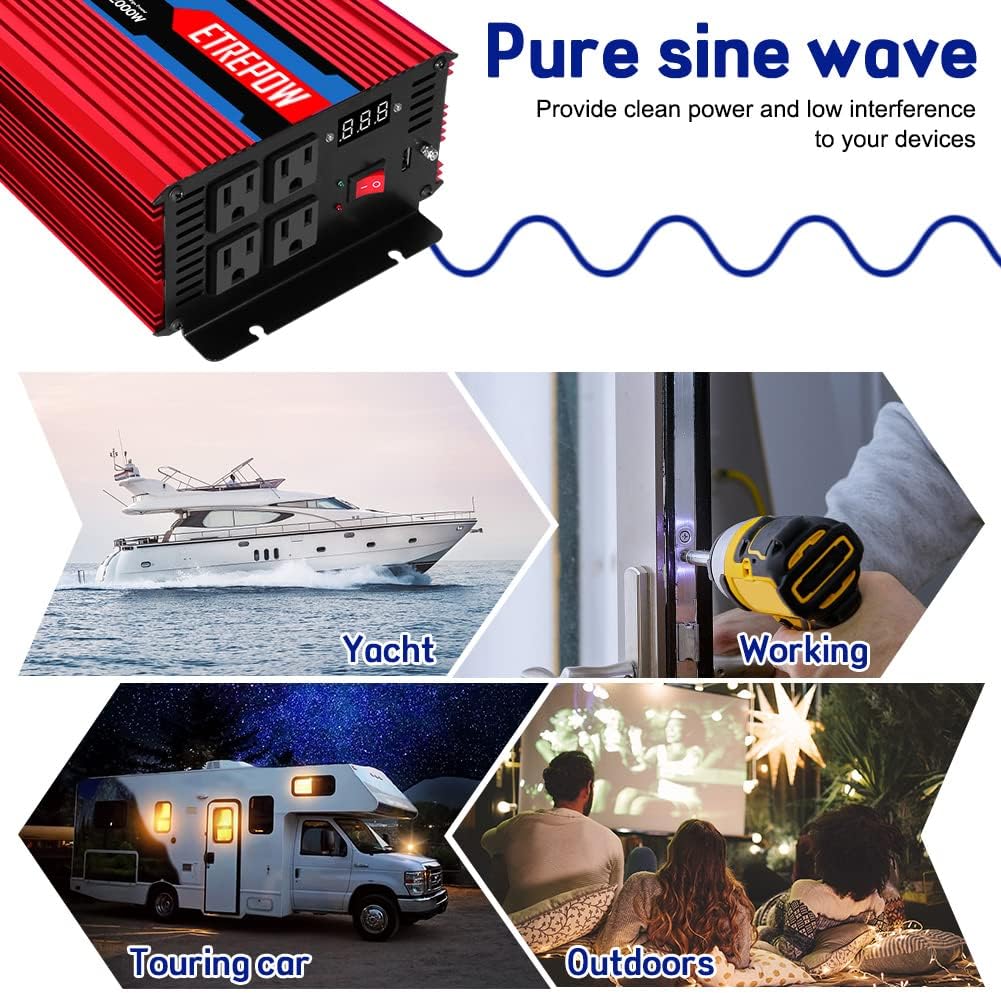 3000 Watt Pure Sine Wave Power Inverter 12V DC to 110V AC V691061