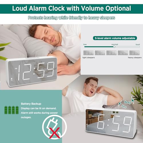 Digital Clock with Large Numbers, Battery Backup, USB Charger Port K3839