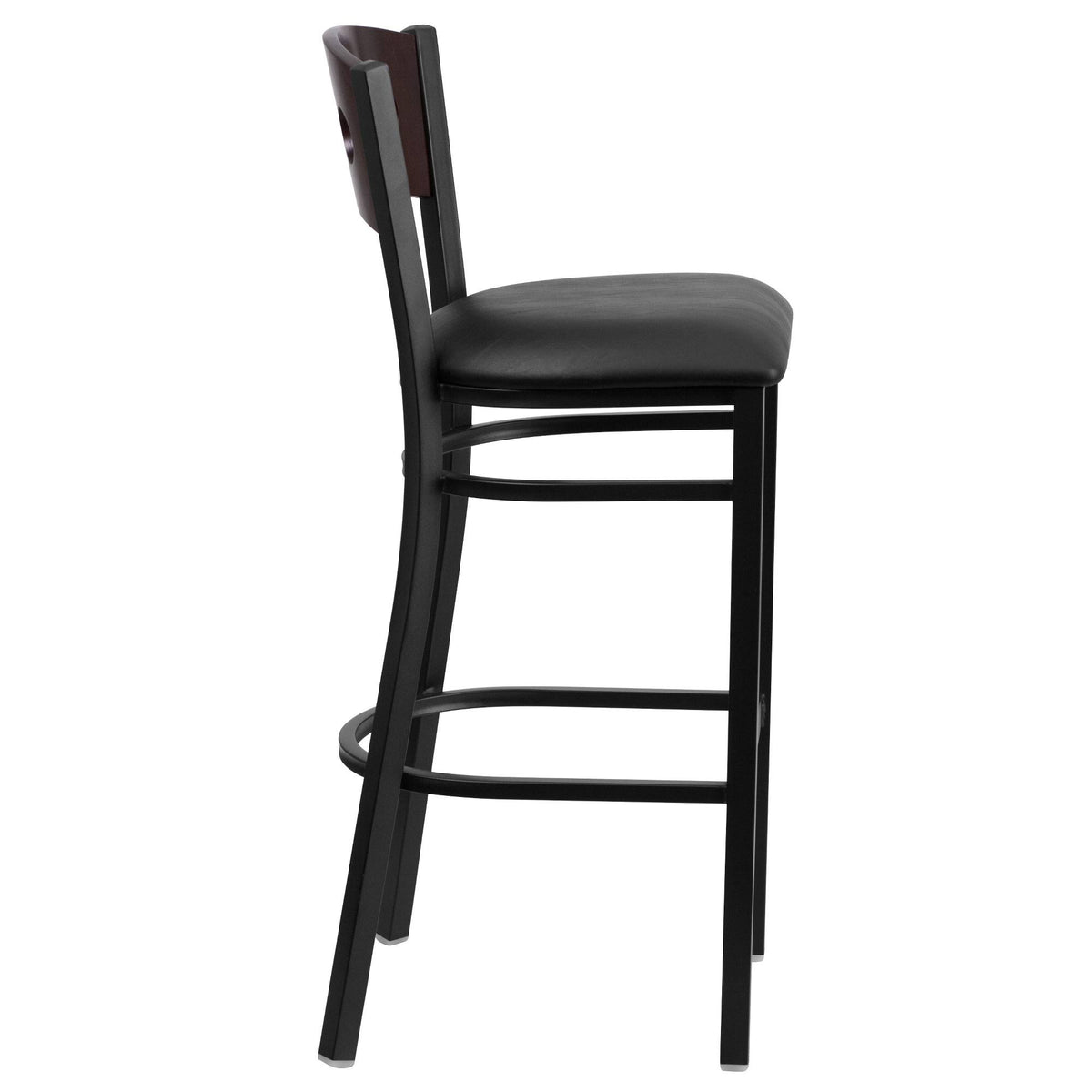 Walnut and Black Upholstered Bar Stool U415