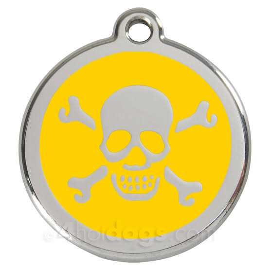 Enamel Pet ID Tag Skull & Cross Bone P374696