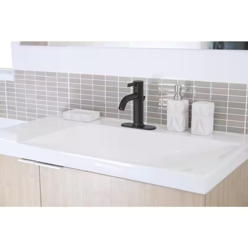 Single-Handle Single-Hole Matte Black Bathroom Faucet X157165