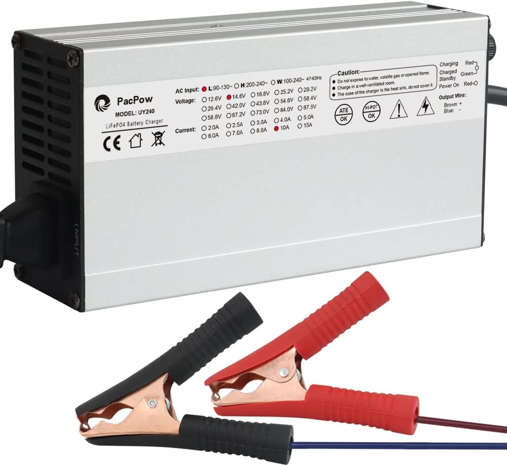 14.6V 10A AC/DC Battery Charger for 12.8V Lithium Iron Phosphate Battery, Pack of 2 E91999