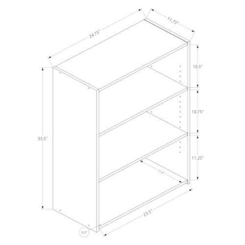 Dark Taupe 3 Shelves Bookcase E659