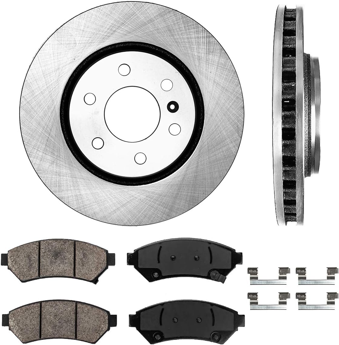 6 Lug Brake Disc Rotors with Ceramic Brake Pads and Clips E963738