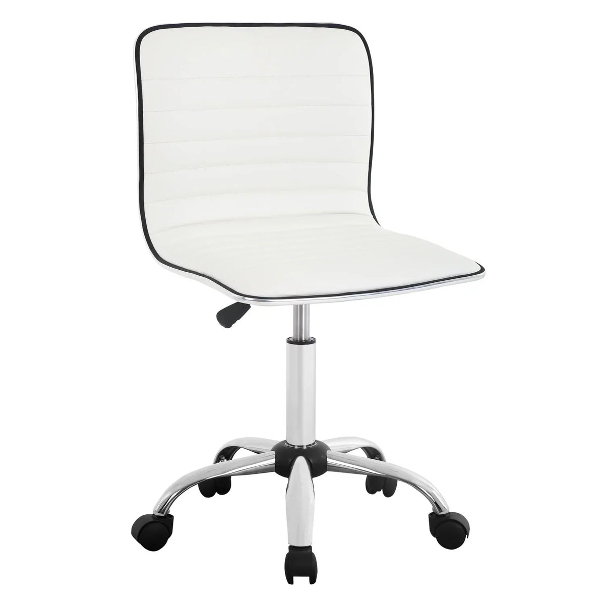 White Adjustable PU Leather Armless Chair with Wheels O65887