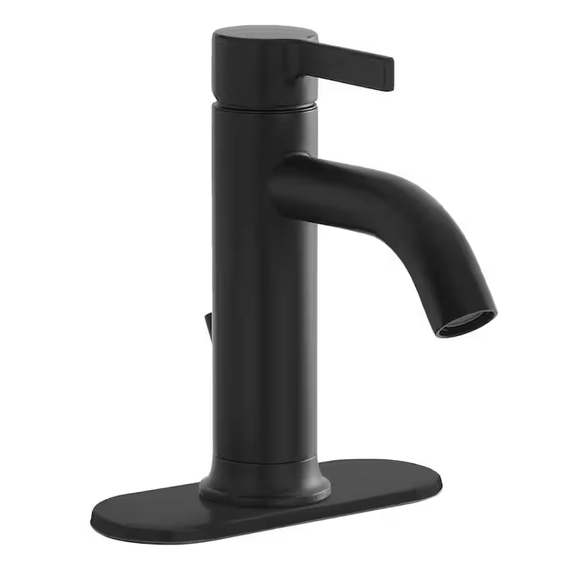 Single-Handle Single-Hole Matte Black Bathroom Faucet X157165