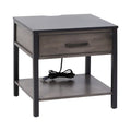 Single Drawer Accent Table with Power Socket and USB Charging Ports Y370