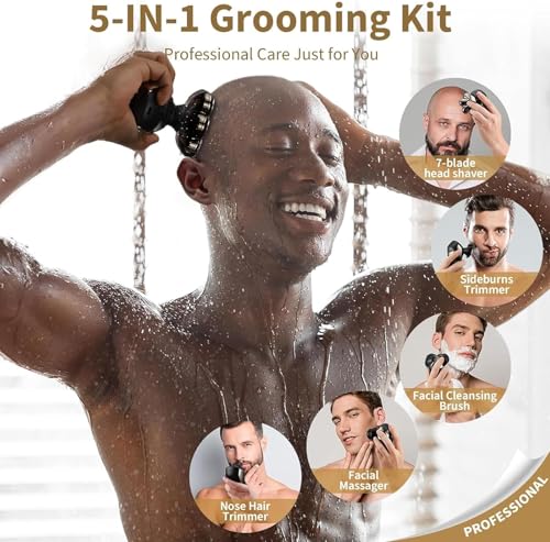 Detachable Head Electric Razor 7D Rotary Shaver Grooming Kit with Type-C Charge M384
