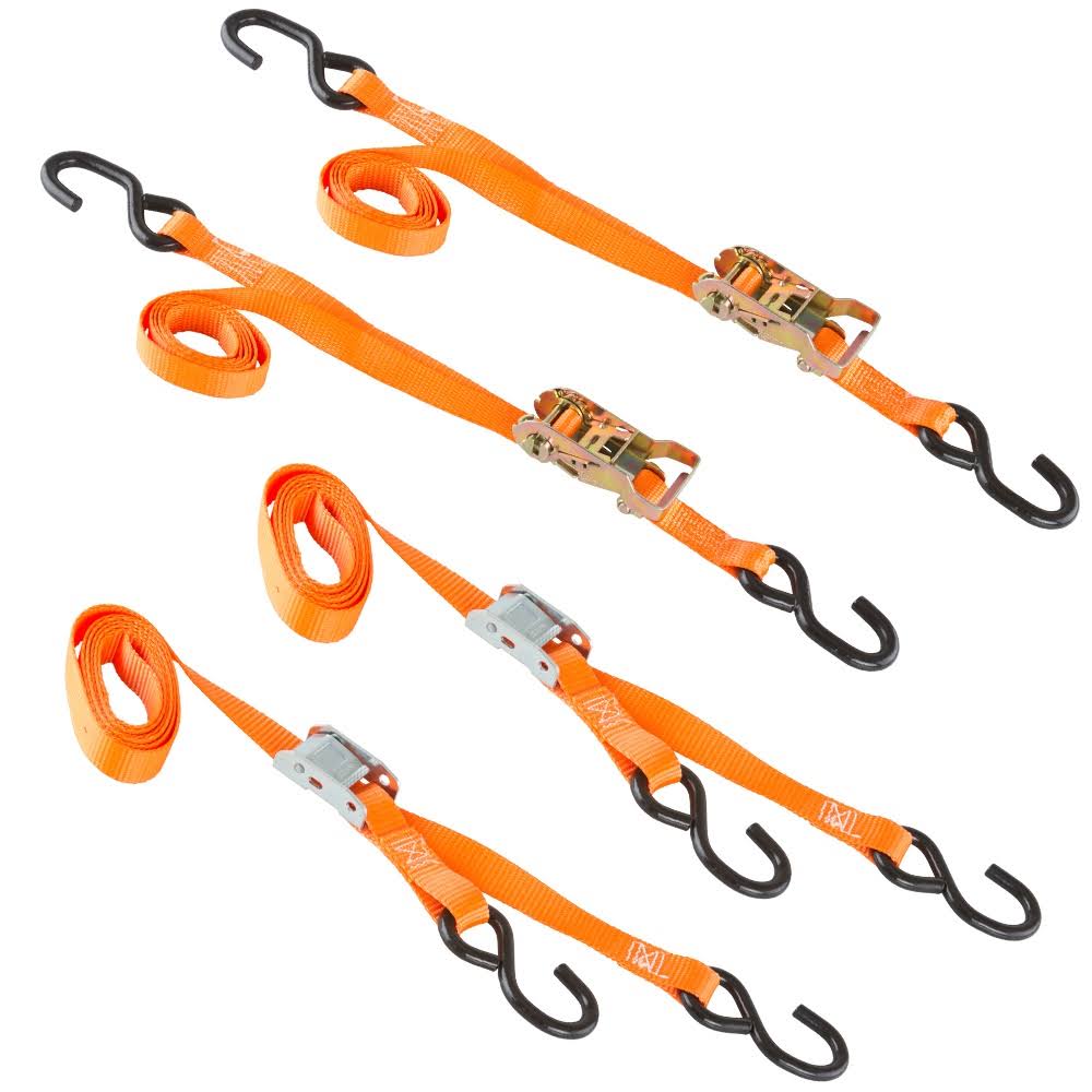 Orange Ratchet and Cam Buckle Tie-Down Straps J868