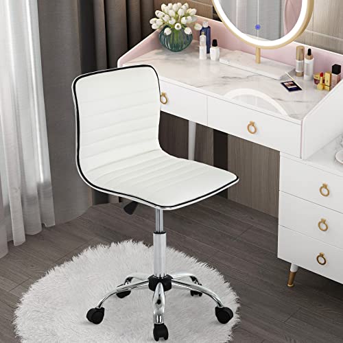 Low Back Armless PU Leather Desk Chair with Wheels H714533