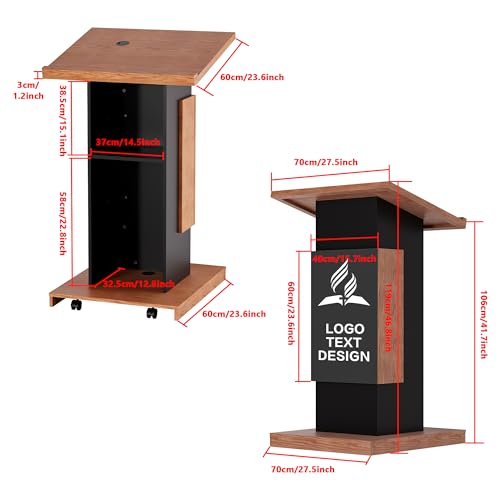 Portable Rolling Wooden Podium Stand T919411