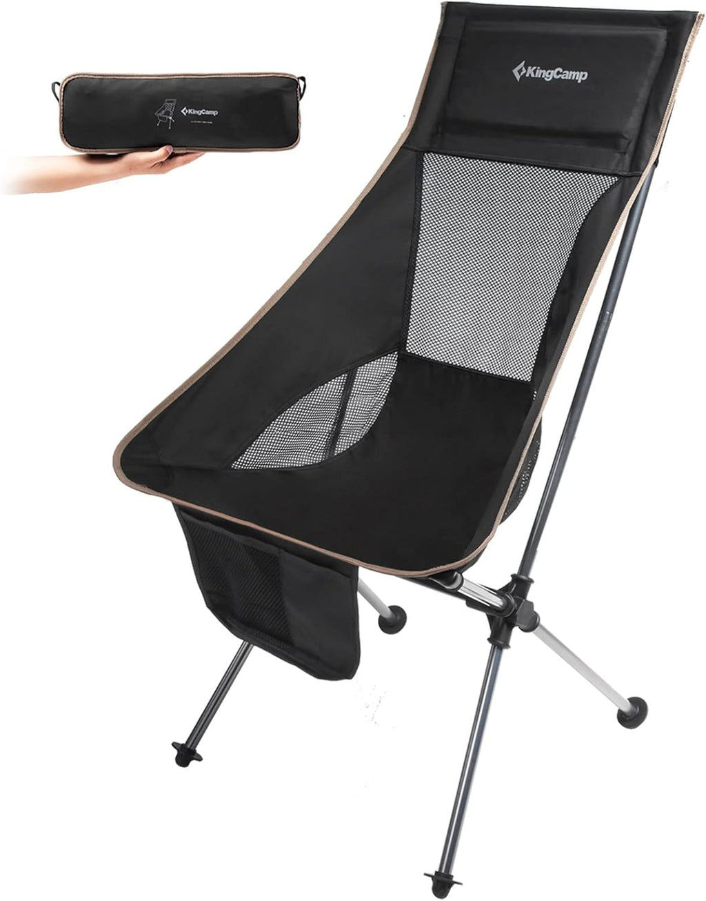 Lightweight Portable Folding Camping Chair with Armrest, High Back, Carry Bag K6204