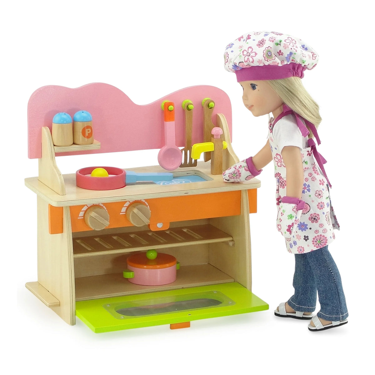 14.5 inch Doll Kitchen Set with Baking Oven, Stove, Sink and Cookware Accessories C683