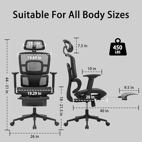 Ergonomic Mesh Office Chair with Footrest and Lumbar Support Q2414