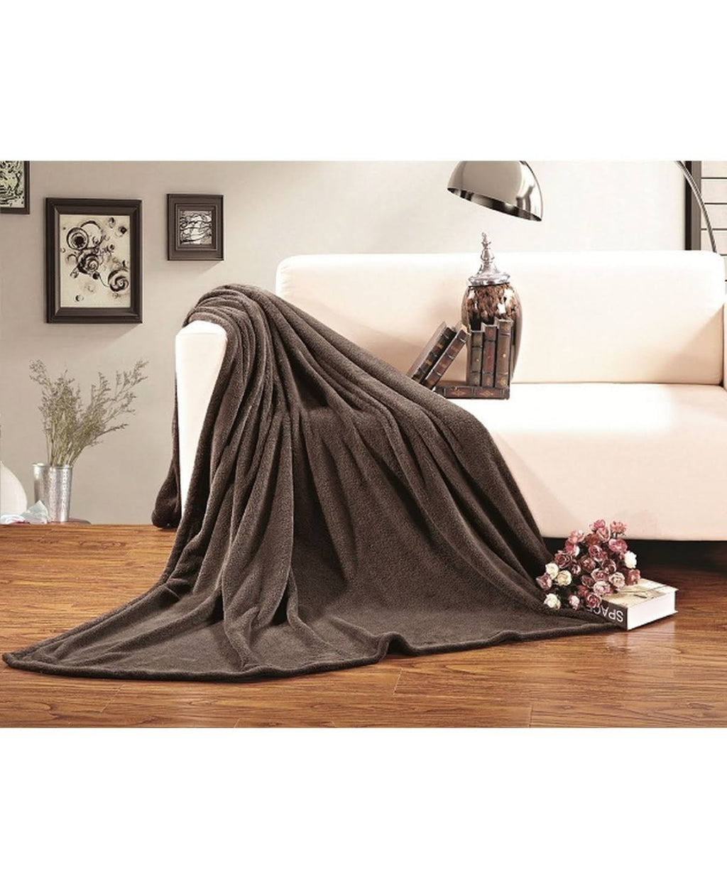 Plush Fleece Blanket, King/California King - Brown W7246