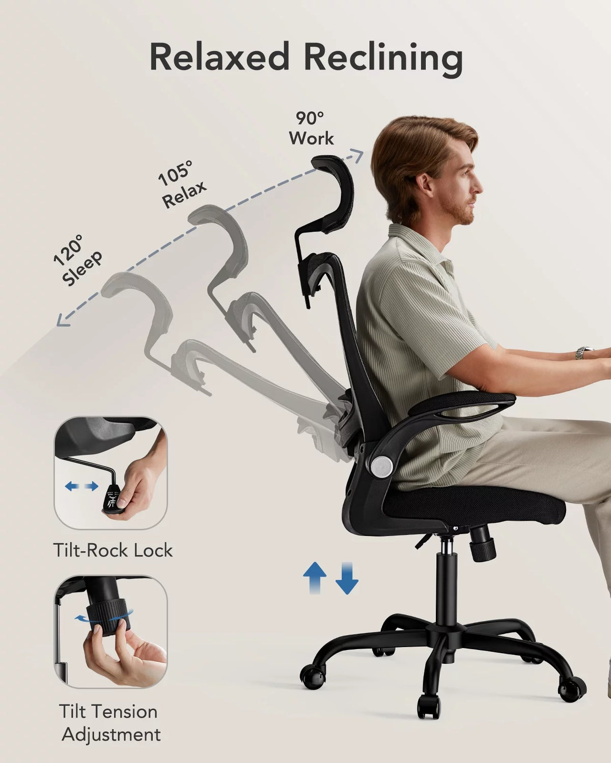 High Back Mesh Ergonomic Office Chair with Lumbar Support & Headrest W701960