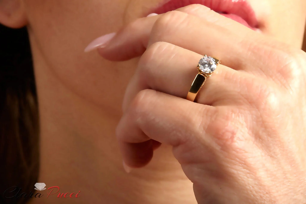 14K Yellow White Gold Solitaire Engagement Ring S28891