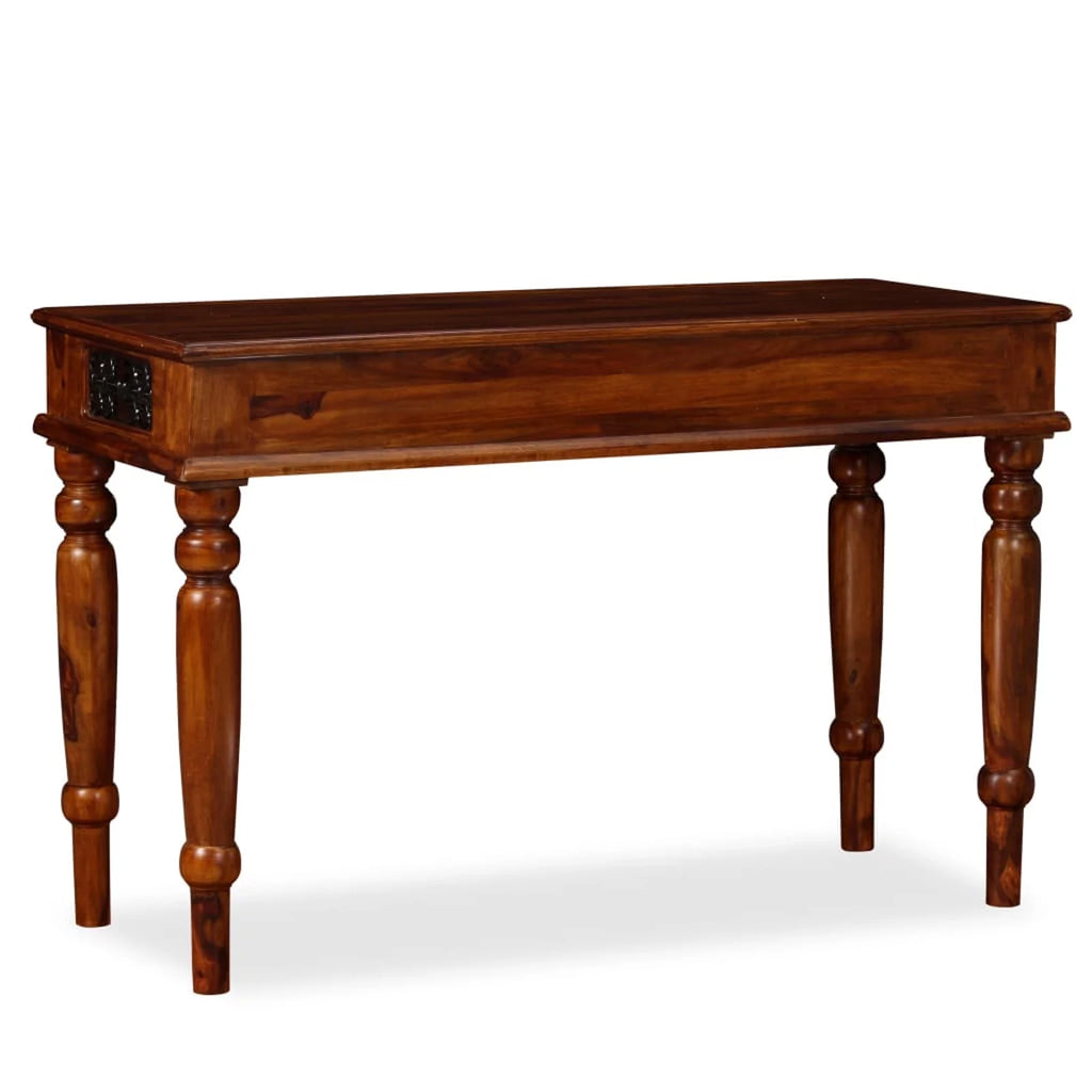 Sheesham Wood Writing Desk with Storage Drawer Steel Legs Q83432