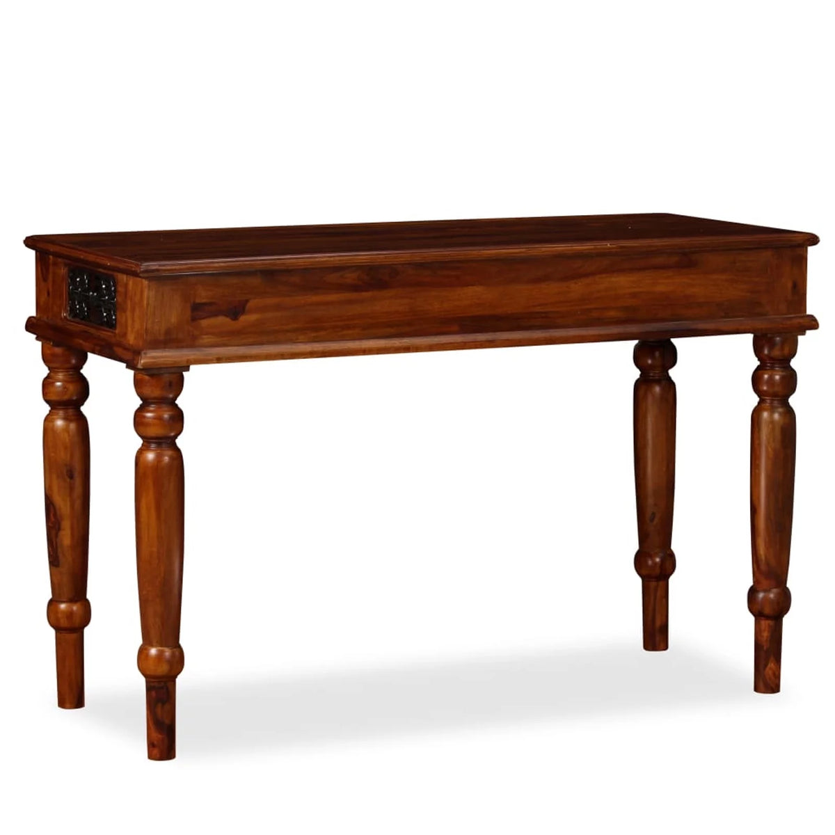 Sheesham Wood Writing Desk with Storage Drawer Steel Legs Q83432