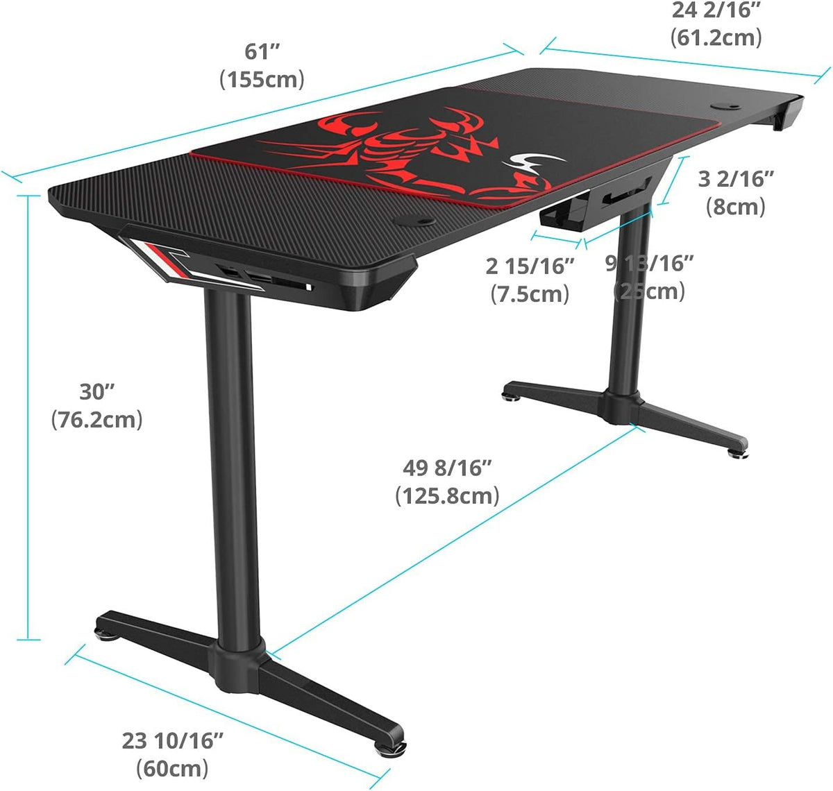 Carbon Fiber Texture Surface Computer Gaming Desk C843166