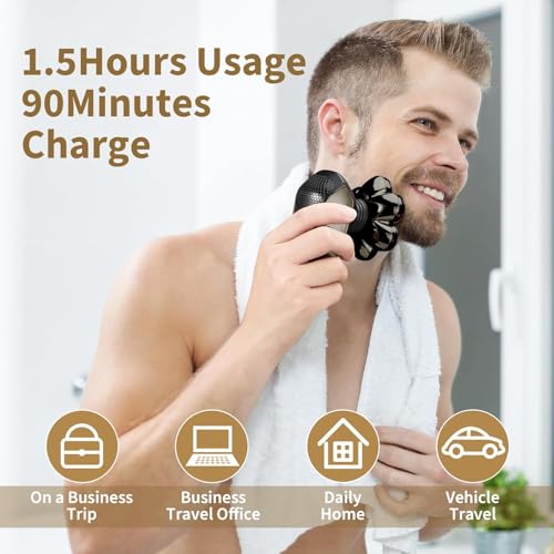 Detachable Head Electric Razor 7D Rotary Shaver Grooming Kit with Type-C Charge M384