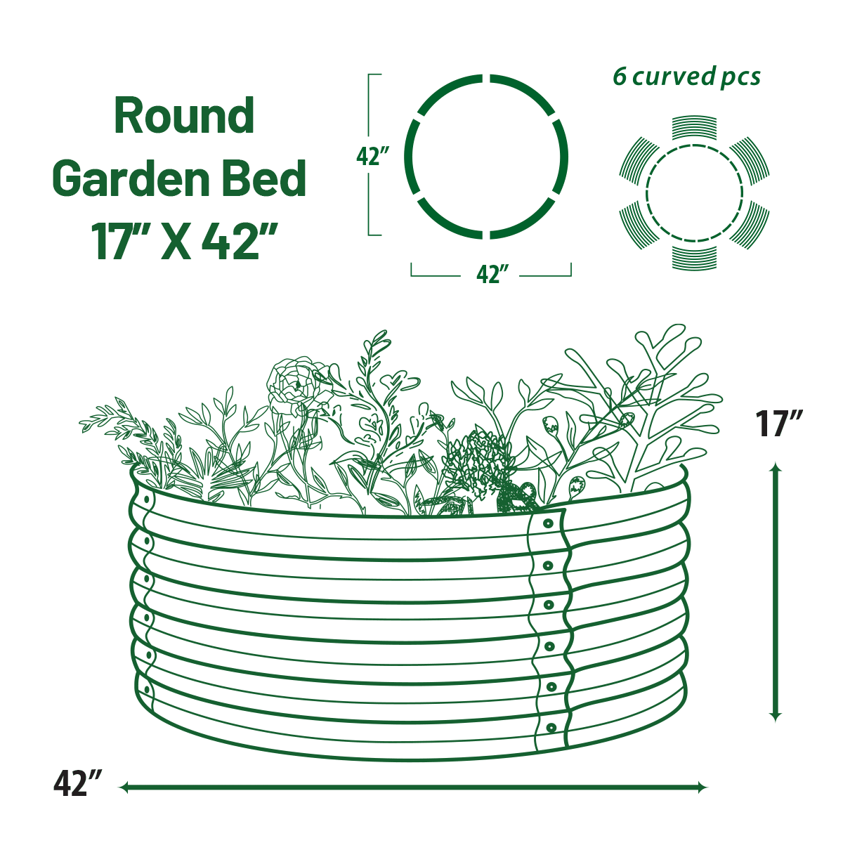 17 Tall x 42 Round Raised Garden Bed G302990