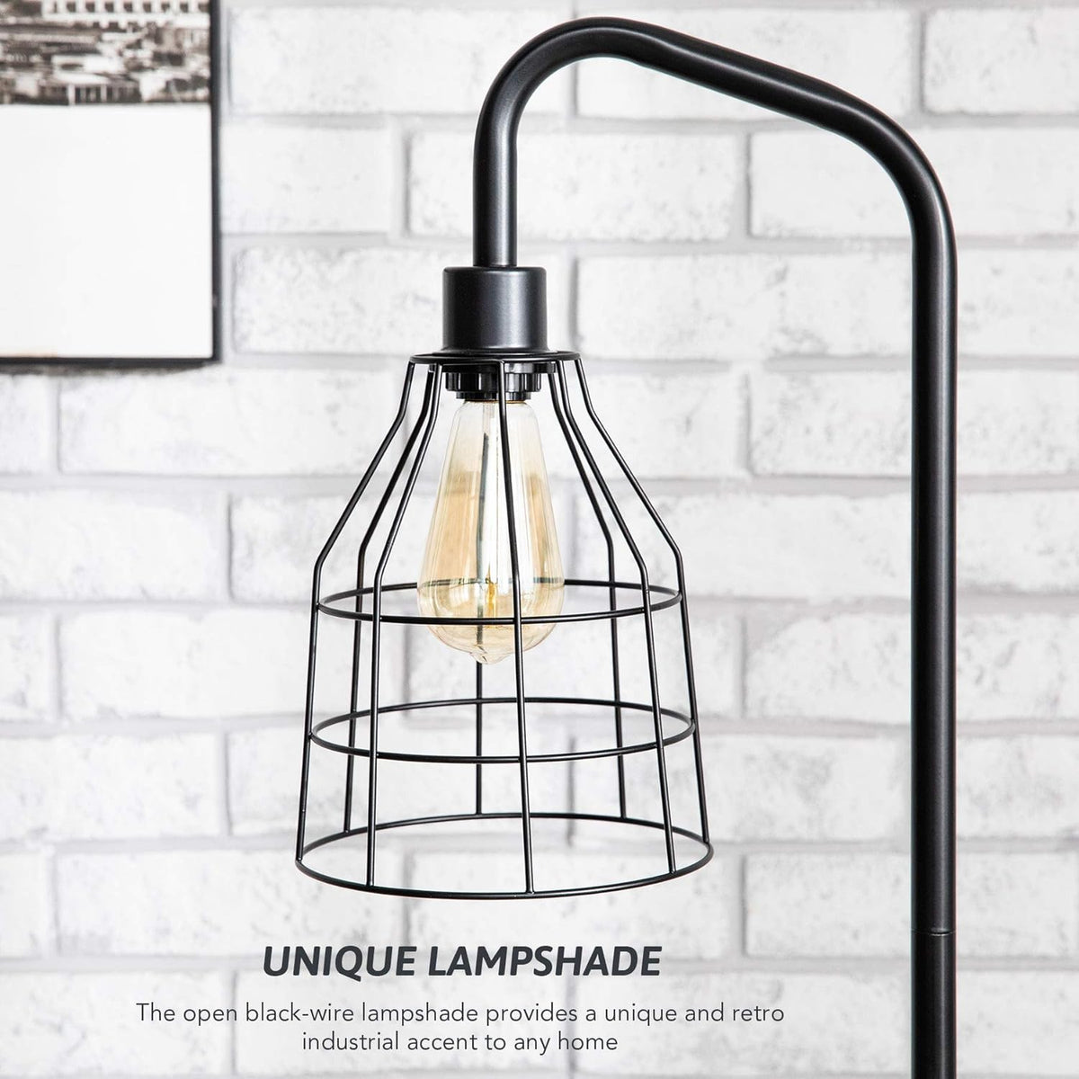 Black Industrial Floor Lamp with Heavy Metal Base D97512