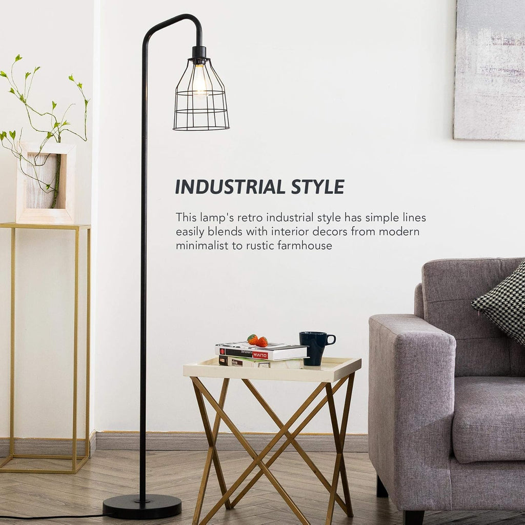 Black Industrial Floor Lamp with Heavy Metal Base D97512