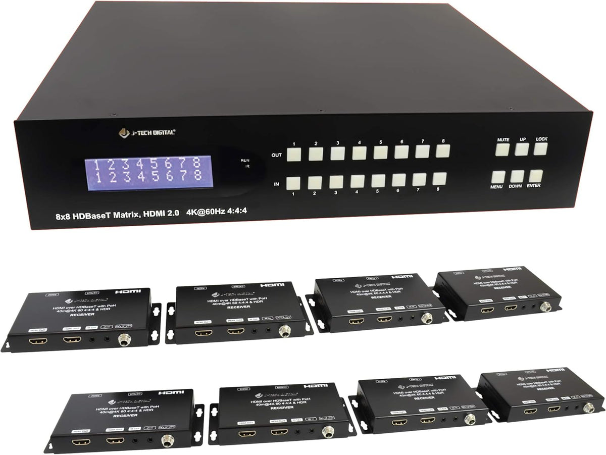 HDBaseT 4x4 Matrix Extender Switcher with 4 PoC Receivers B850