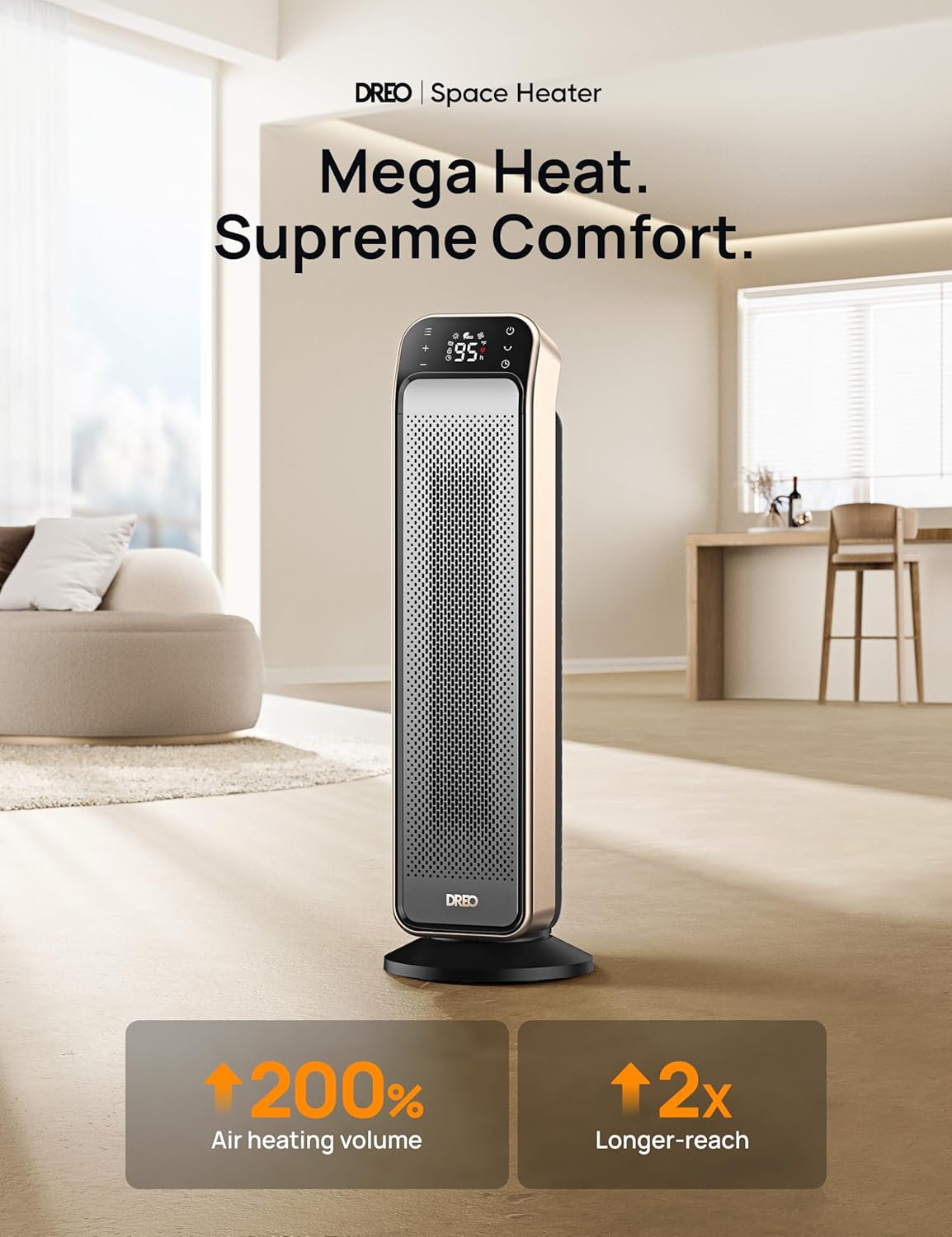 70° Oscillating 25" Portable Space Heater with Remote K88068