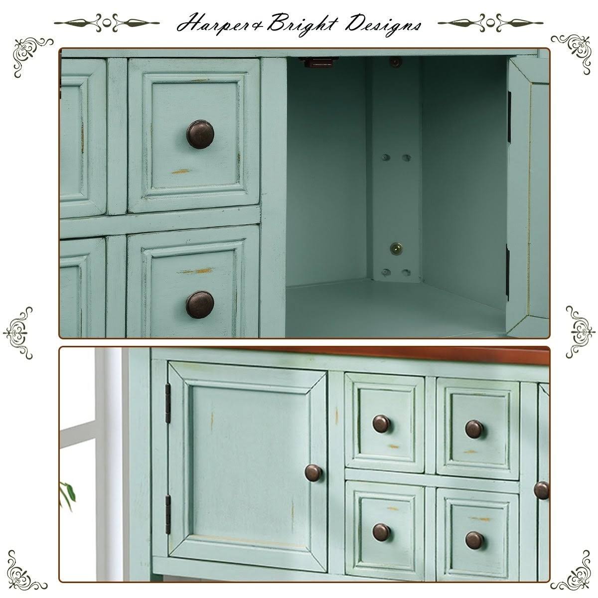 Dark Blue Sideboard Console Table with Bottom Shelf J2968