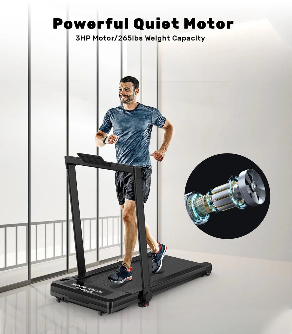 Folding Treadmill 265 lbs Capacity Black U507219