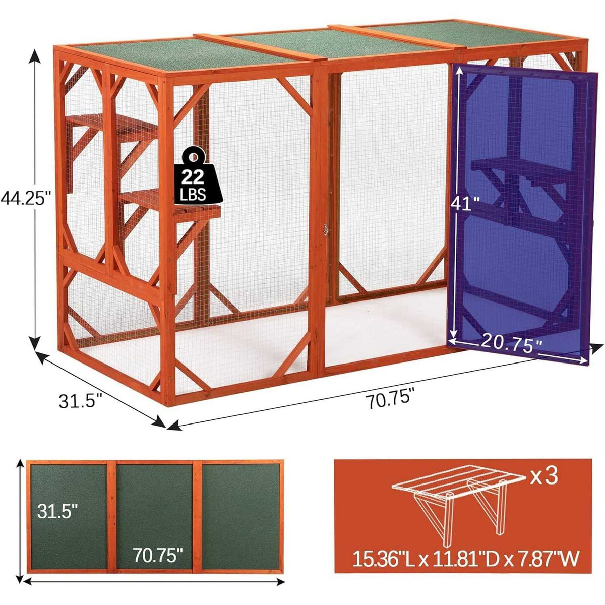 Wooden Weatherproof Outdoor Cat Enclosure X712