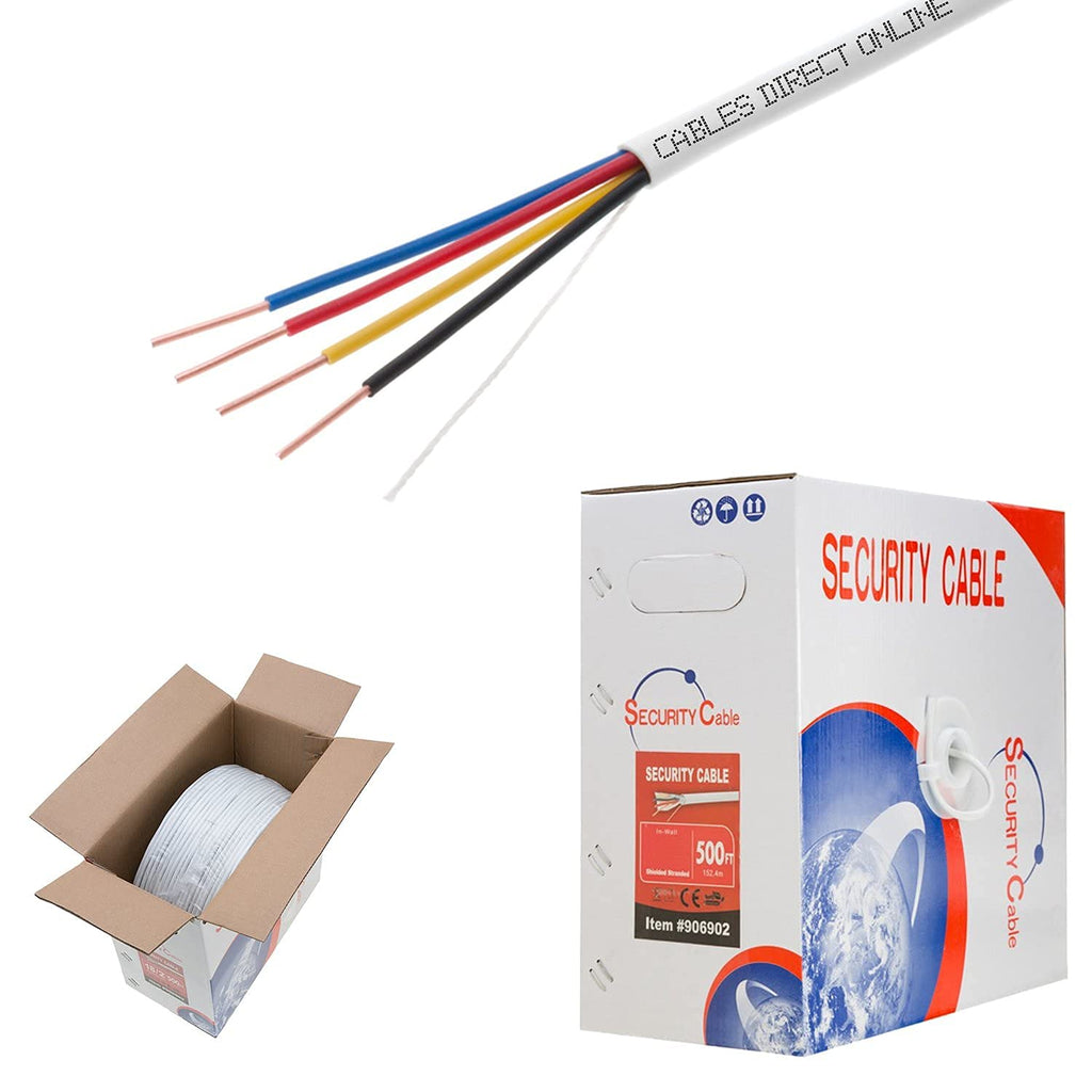 Bulk 22/4 Solid Conductor Alarm Control Cable 500ft Unshielded, Pack of 2 O96934