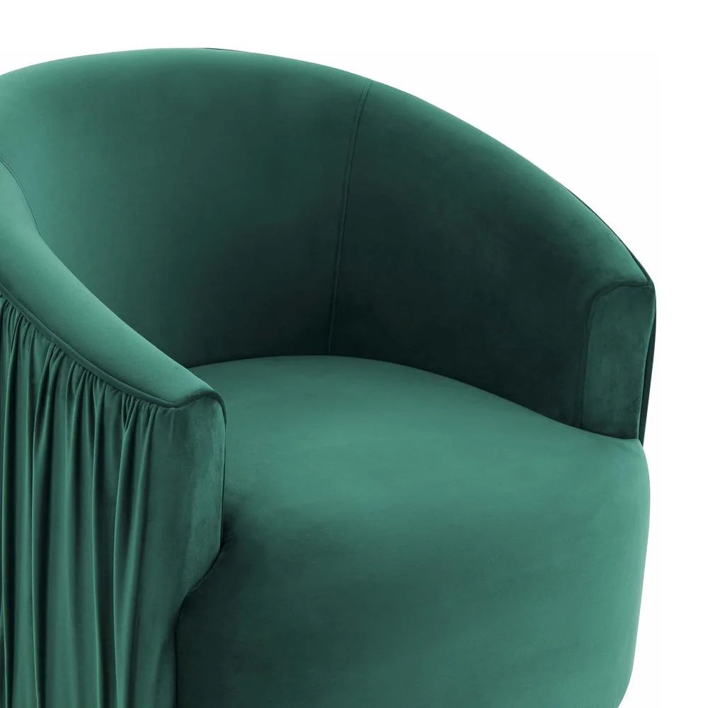 Forest Green Pleated Velvet Swivel Chair B549